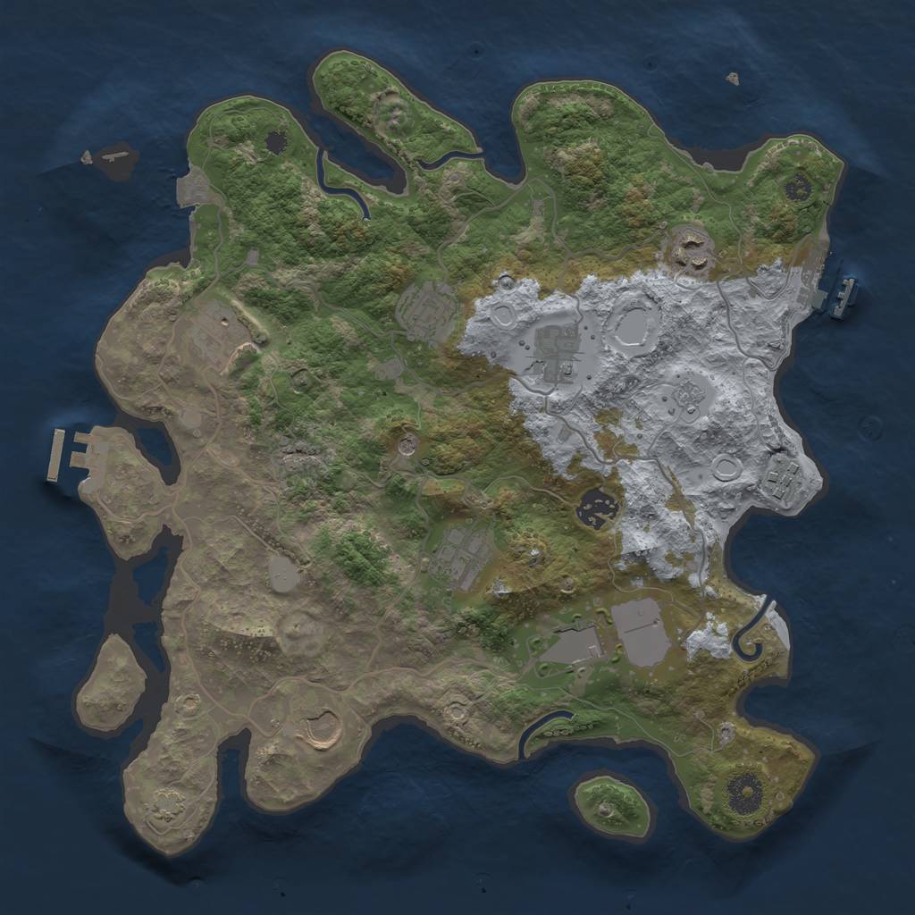 Rust Map: Procedural Map, Size: 3500, Seed: 108587185, 17 Monuments