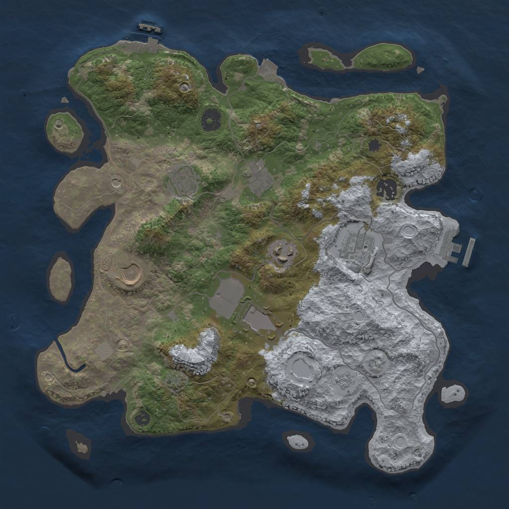 Rust Map: Procedural Map, Size: 3500, Seed: 1597485950, 15 Monuments