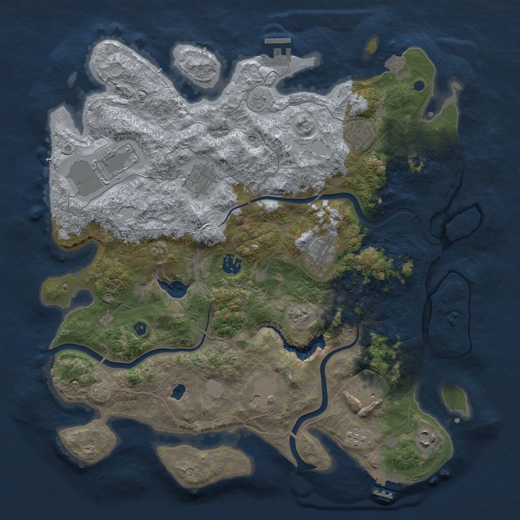 Rust Map: Procedural Map, Size: 4000, Seed: 321477240, 15 Monuments