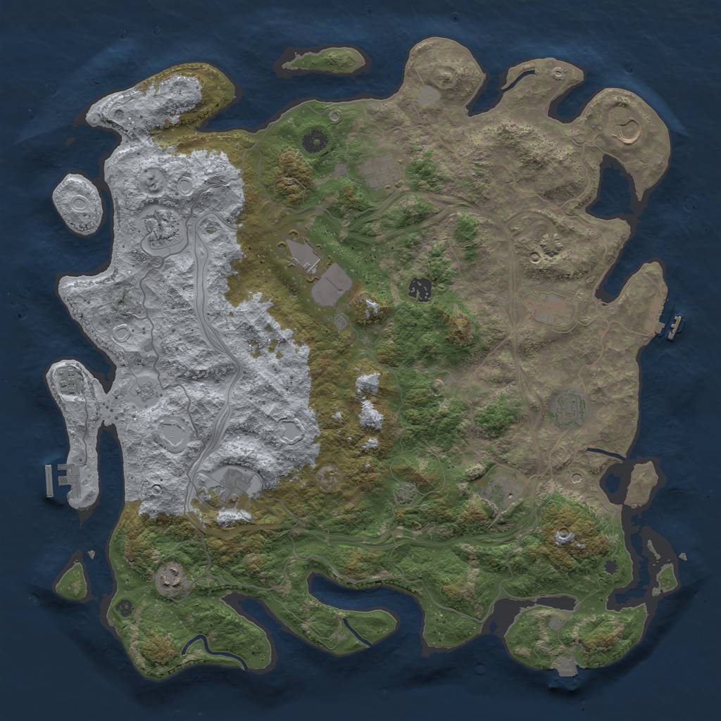 Rust Map: Procedural Map, Size: 4500, Seed: 3615789, 19 Monuments