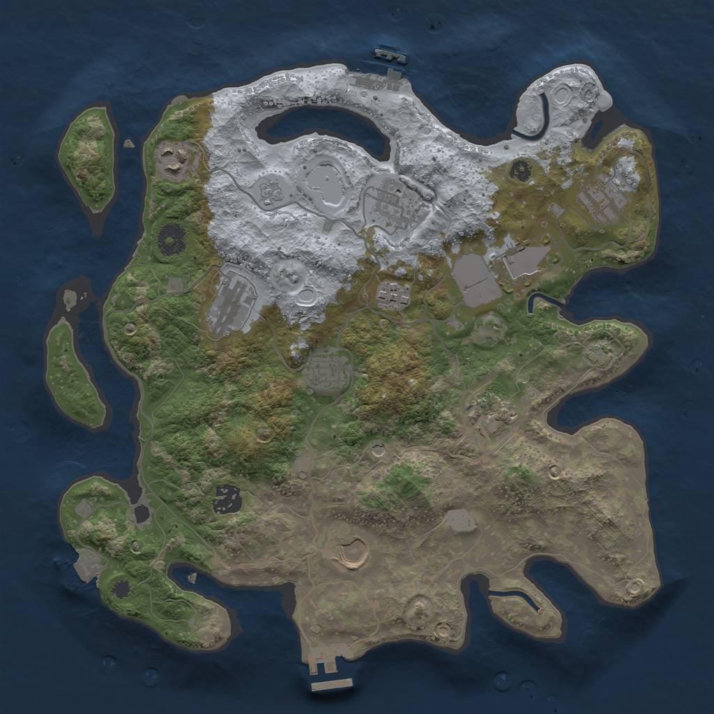 Rust Map: Procedural Map, Size: 3500, Seed: 332675704, 18 Monuments