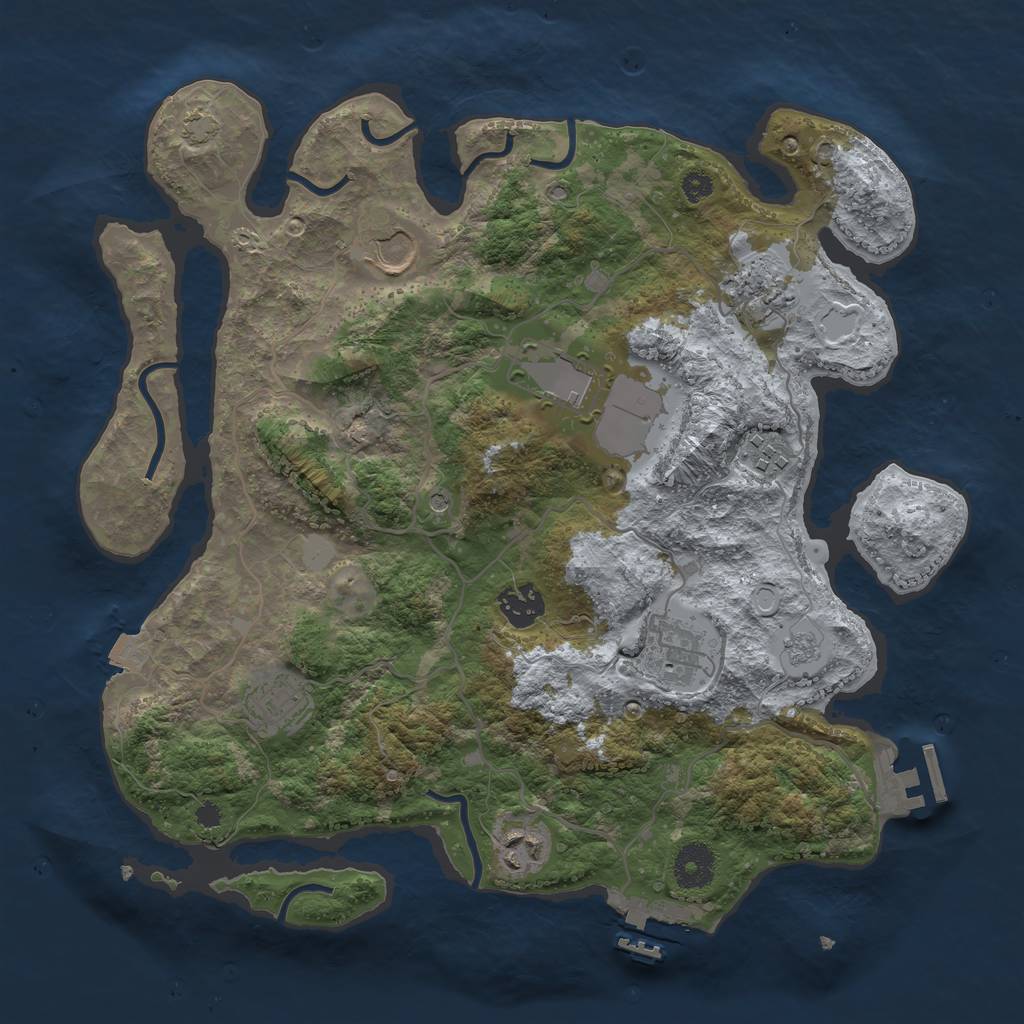 Rust Map: Procedural Map, Size: 3500, Seed: 1622916297, 16 Monuments