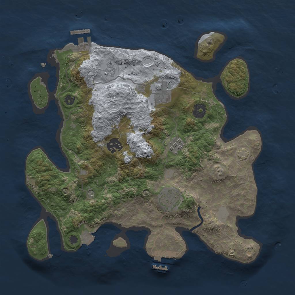 Rust Map: Procedural Map, Size: 3000, Seed: 37246, 12 Monuments