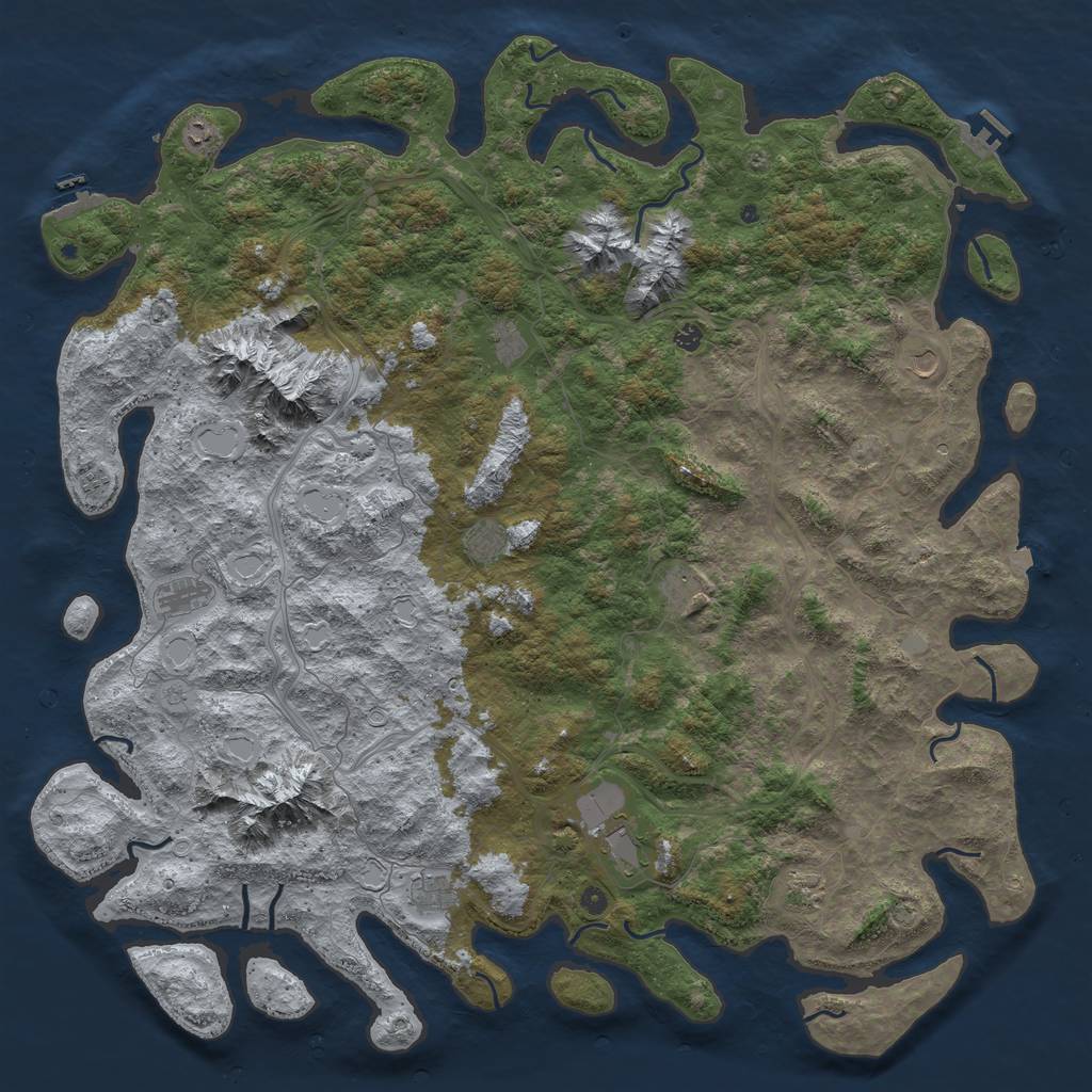 Rust Map: Procedural Map, Size: 6000, Seed: 999383515, 19 Monuments
