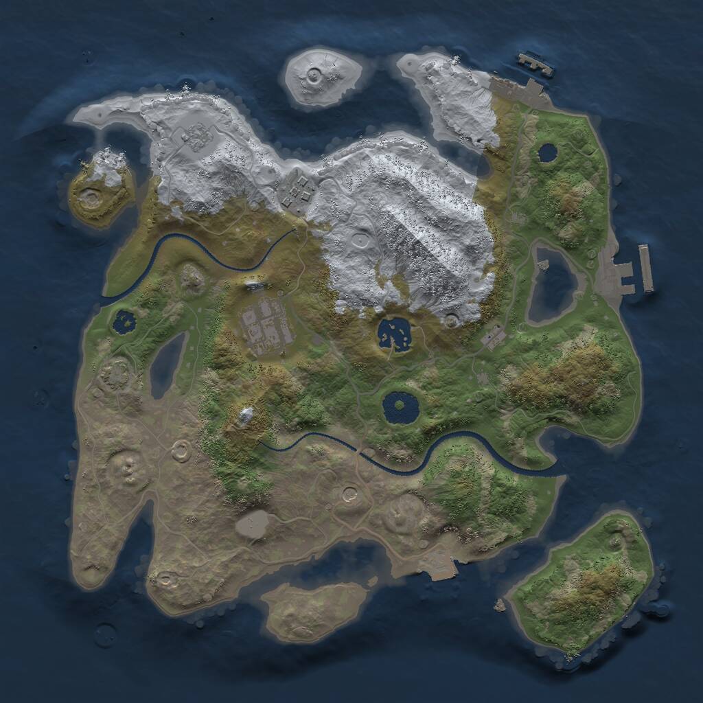 Rust Map: Procedural Map, Size: 3000, Seed: 57539, 9 Monuments