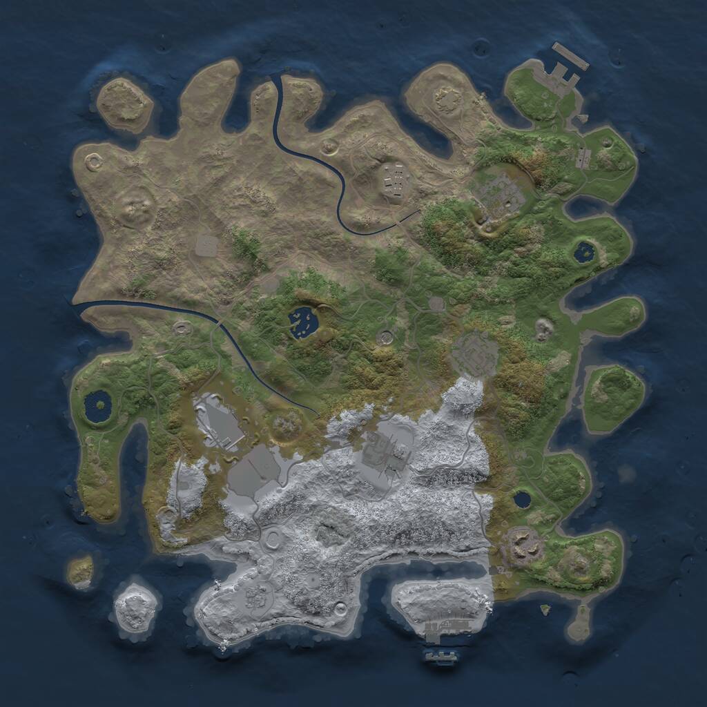 Rust Map: Procedural Map, Size: 3500, Seed: 1232346746, 13 Monuments