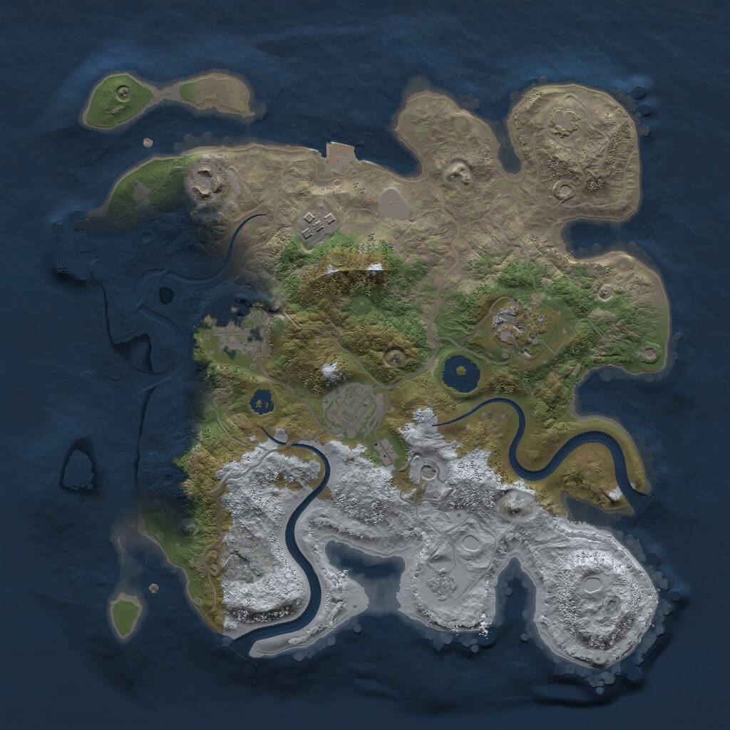 Rust Map: Procedural Map, Size: 3000, Seed: 1946102240, 10 Monuments