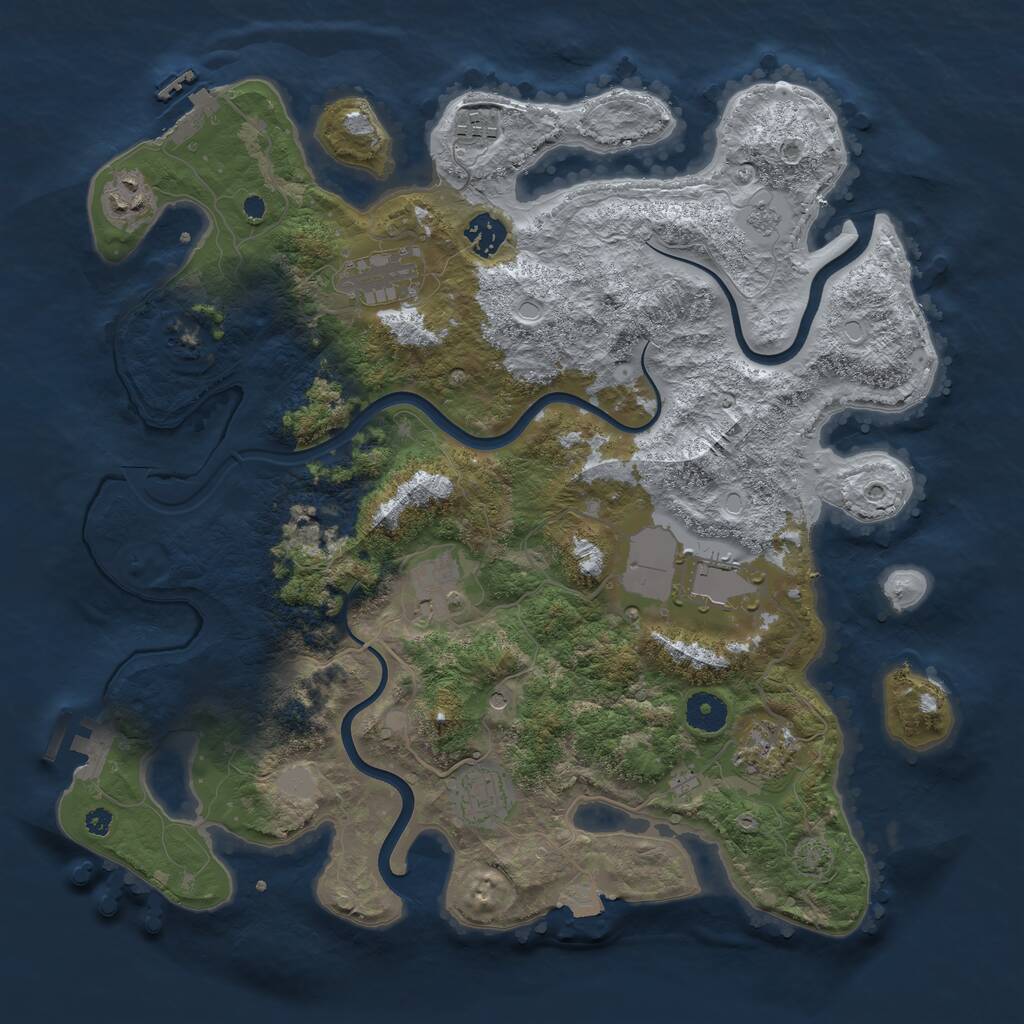 Rust Map: Procedural Map, Size: 3800, Seed: 95588130, 14 Monuments
