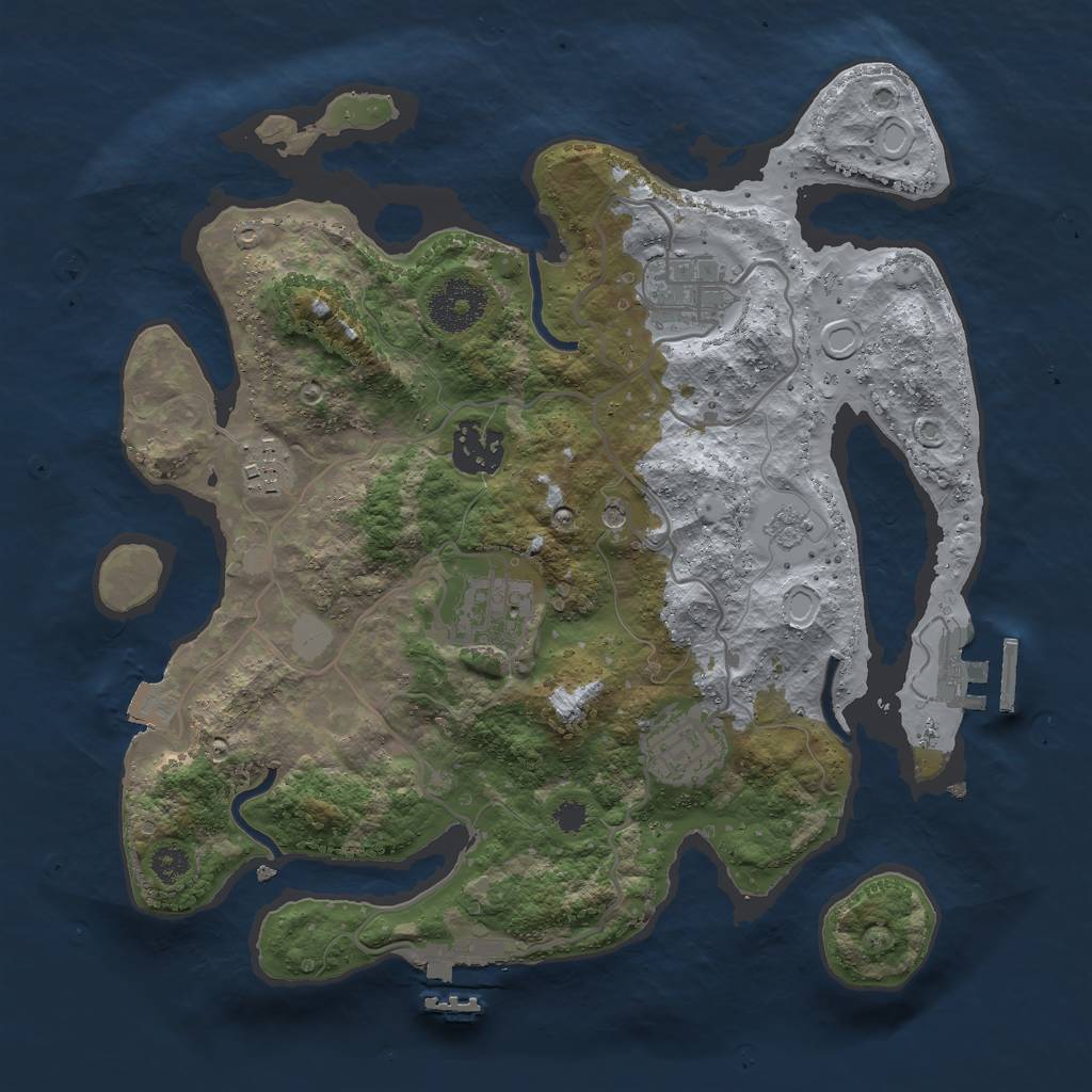 Rust Map: Procedural Map, Size: 3000, Seed: 55359, 12 Monuments