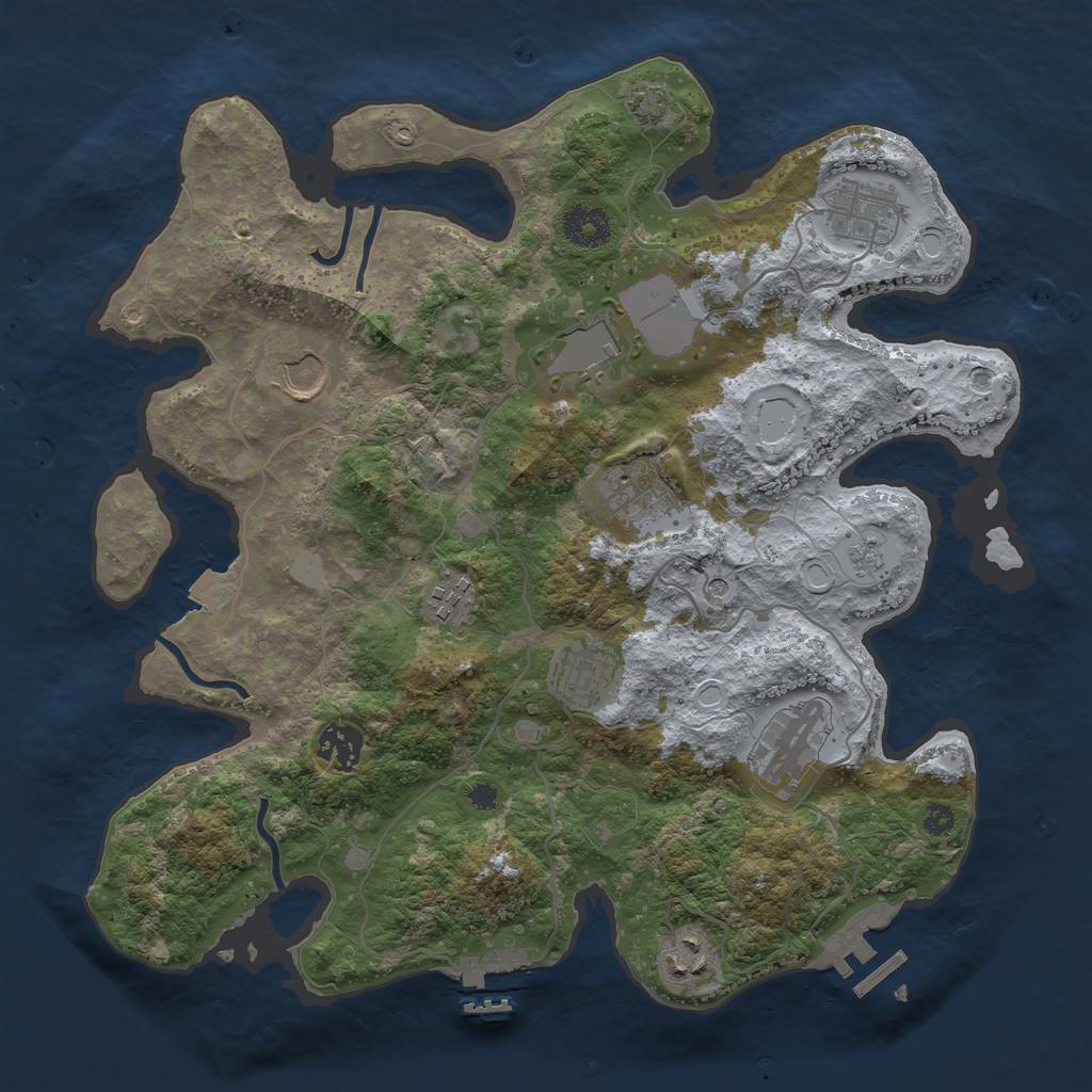 Rust Map: Procedural Map, Size: 3500, Seed: 195462640, 17 Monuments