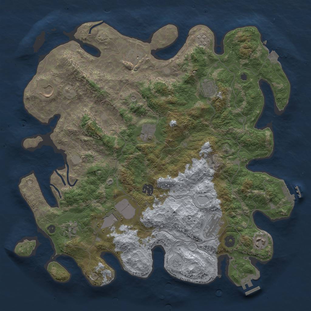 Rust Map: Procedural Map, Size: 4000, Seed: 2099349982, 18 Monuments