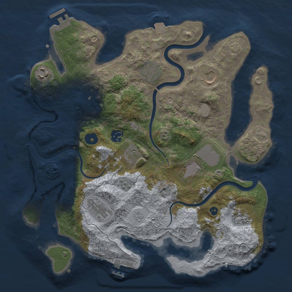 Rust Map: Procedural Map, Size: 3500, Seed: 1197125503, 16 Monuments