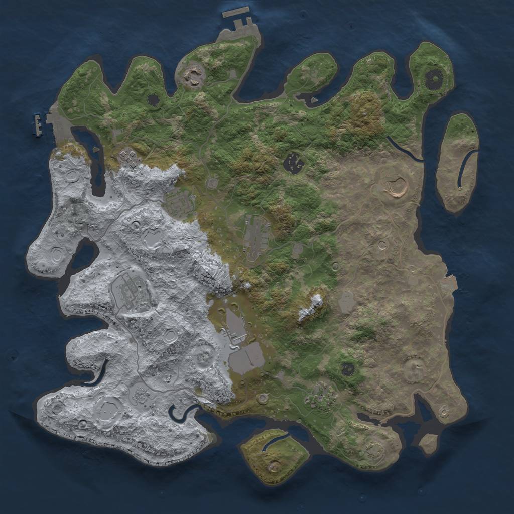 Rust Map: Procedural Map, Size: 3800, Seed: 656782020, 17 Monuments
