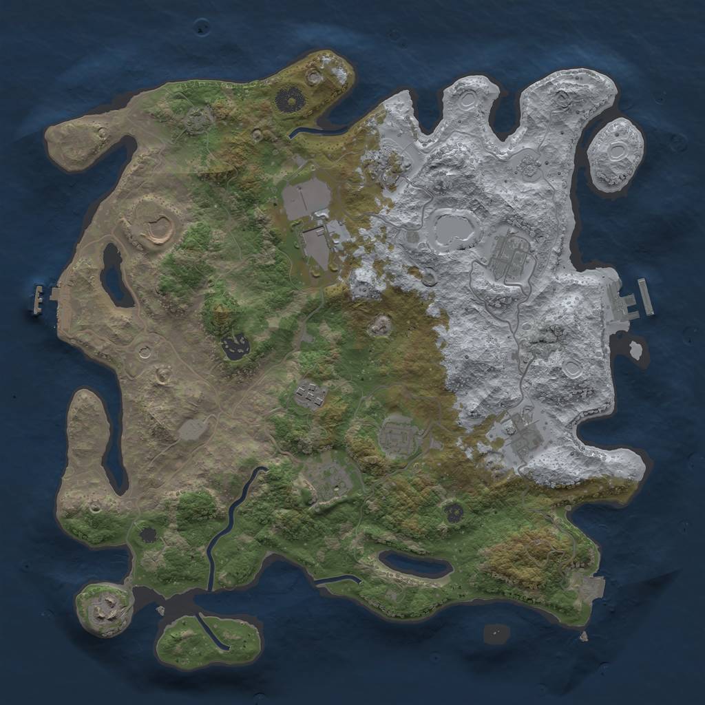 Rust Map: Procedural Map, Size: 3800, Seed: 1303763232, 18 Monuments