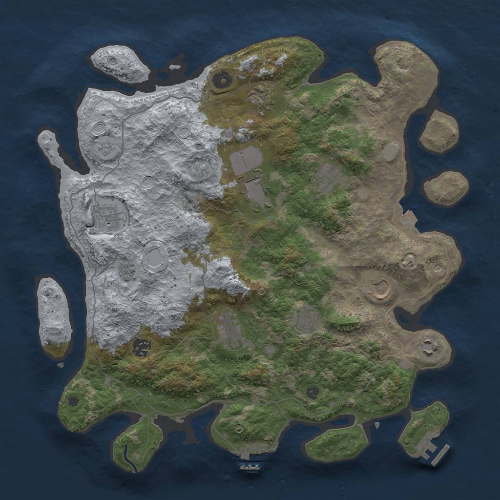 Rust Map: Procedural Map, Size: 4000, Seed: 1983, 18 Monuments