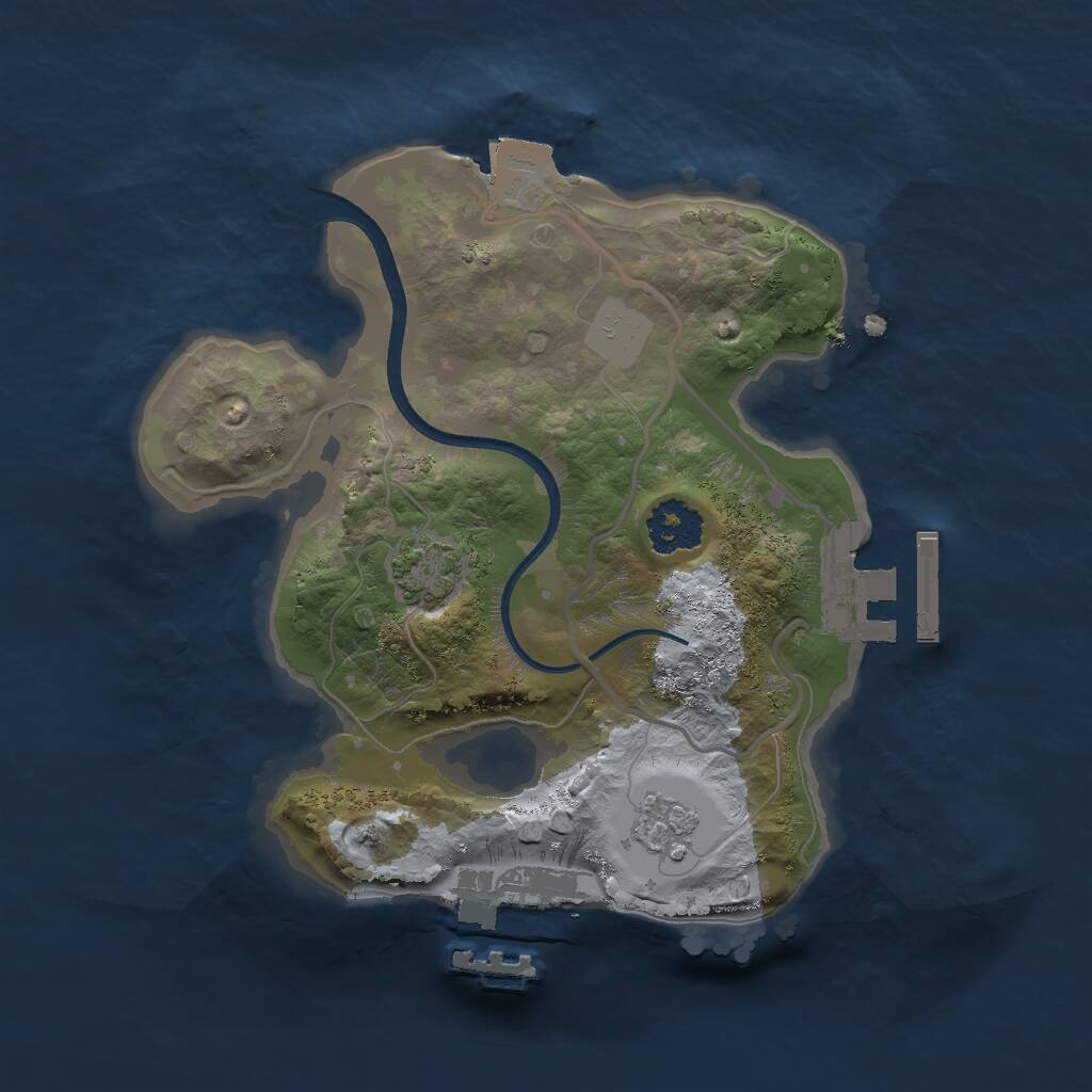 Rust Map: Procedural Map, Size: 2000, Seed: 1598052521, 5 Monuments