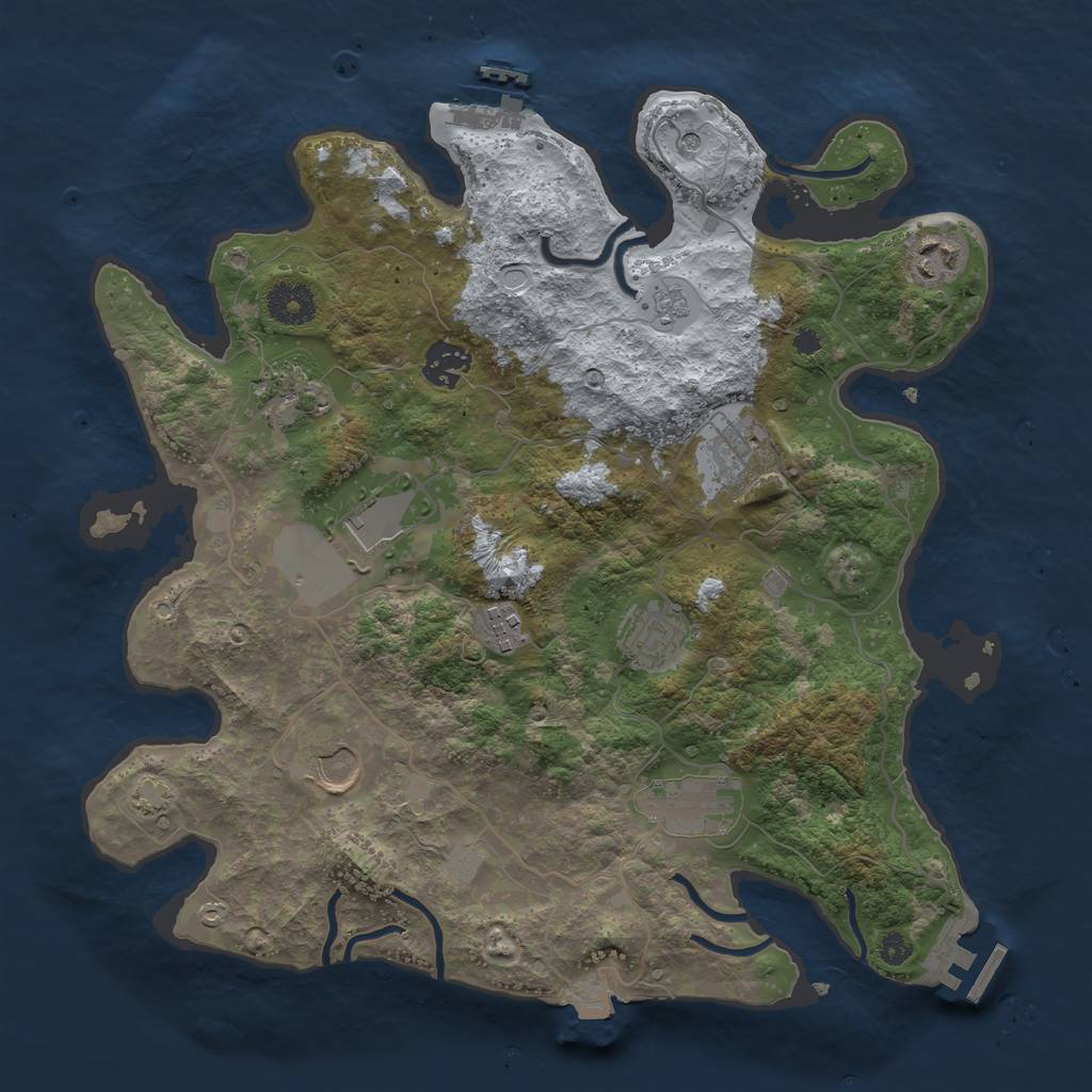 Rust Map: Procedural Map, Size: 3500, Seed: 634289450, 17 Monuments
