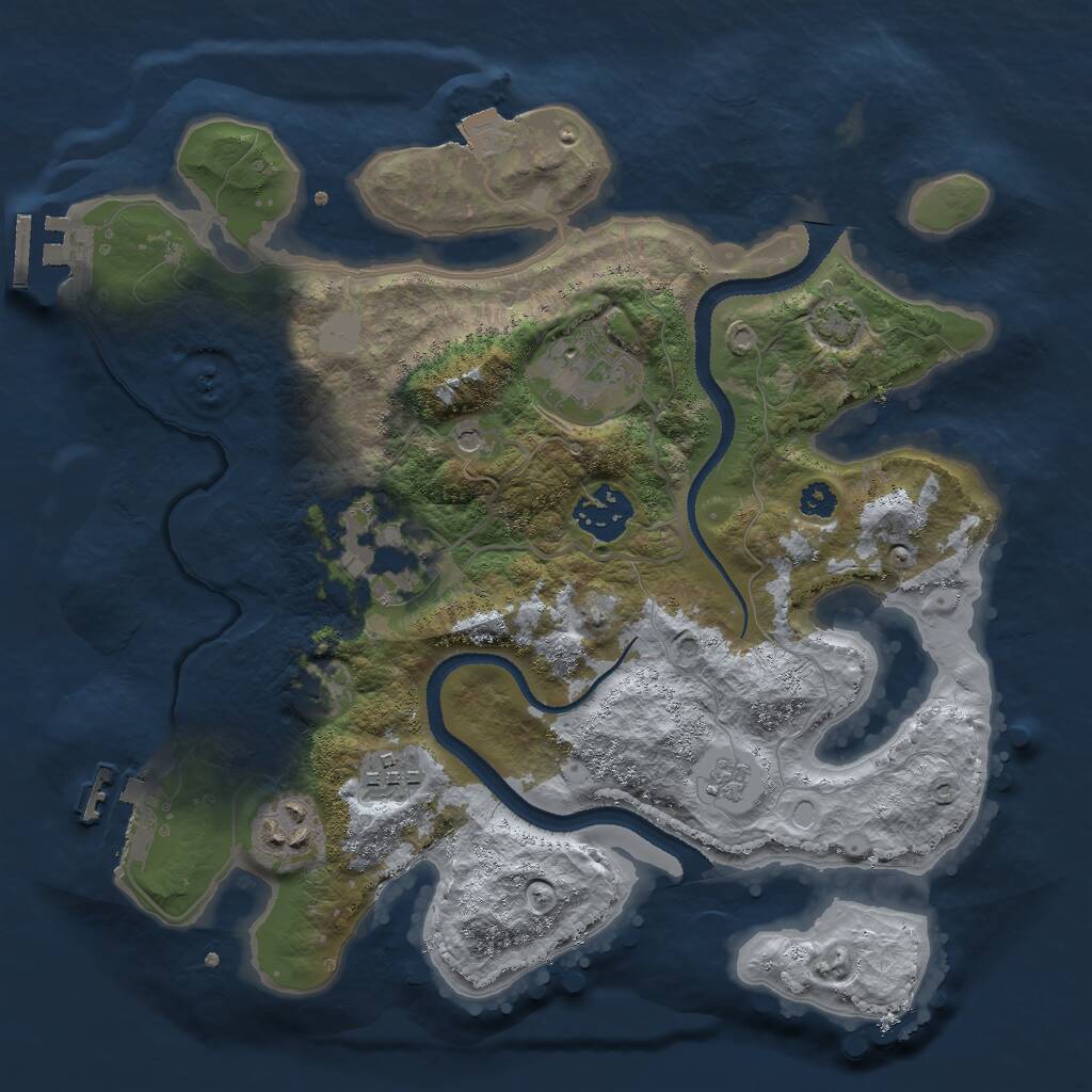 Rust Map: Procedural Map, Size: 3000, Seed: 20553, 11 Monuments