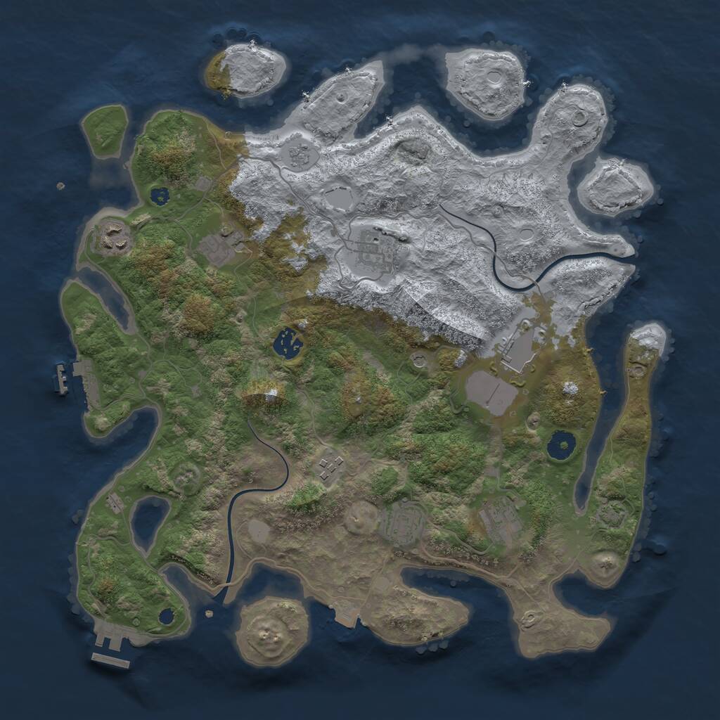 Rust Map: Procedural Map, Size: 3800, Seed: 7000, 14 Monuments