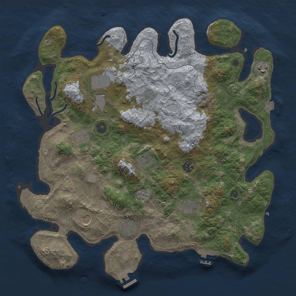 Rust Map: Procedural Map, Size: 4000, Seed: 1593822877, 18 Monuments