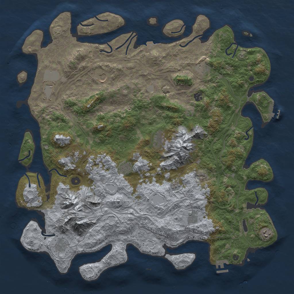 Rust Map: Procedural Map, Size: 5000, Seed: 105745240, 19 Monuments