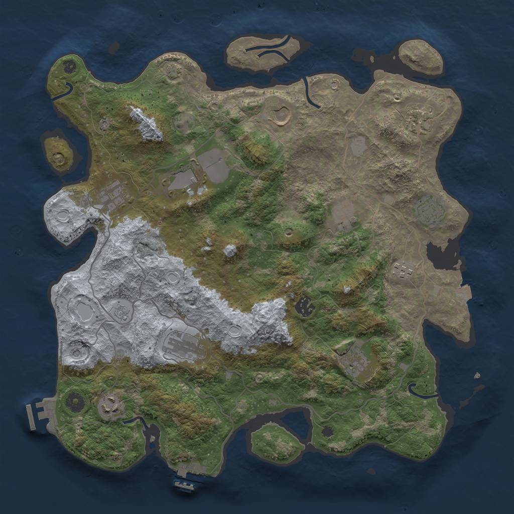 Rust Map: Procedural Map, Size: 4000, Seed: 645768974, 19 Monuments
