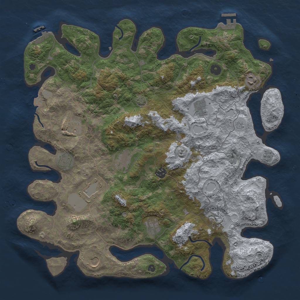 Rust Map: Procedural Map, Size: 4200, Seed: 1904722241, 19 Monuments