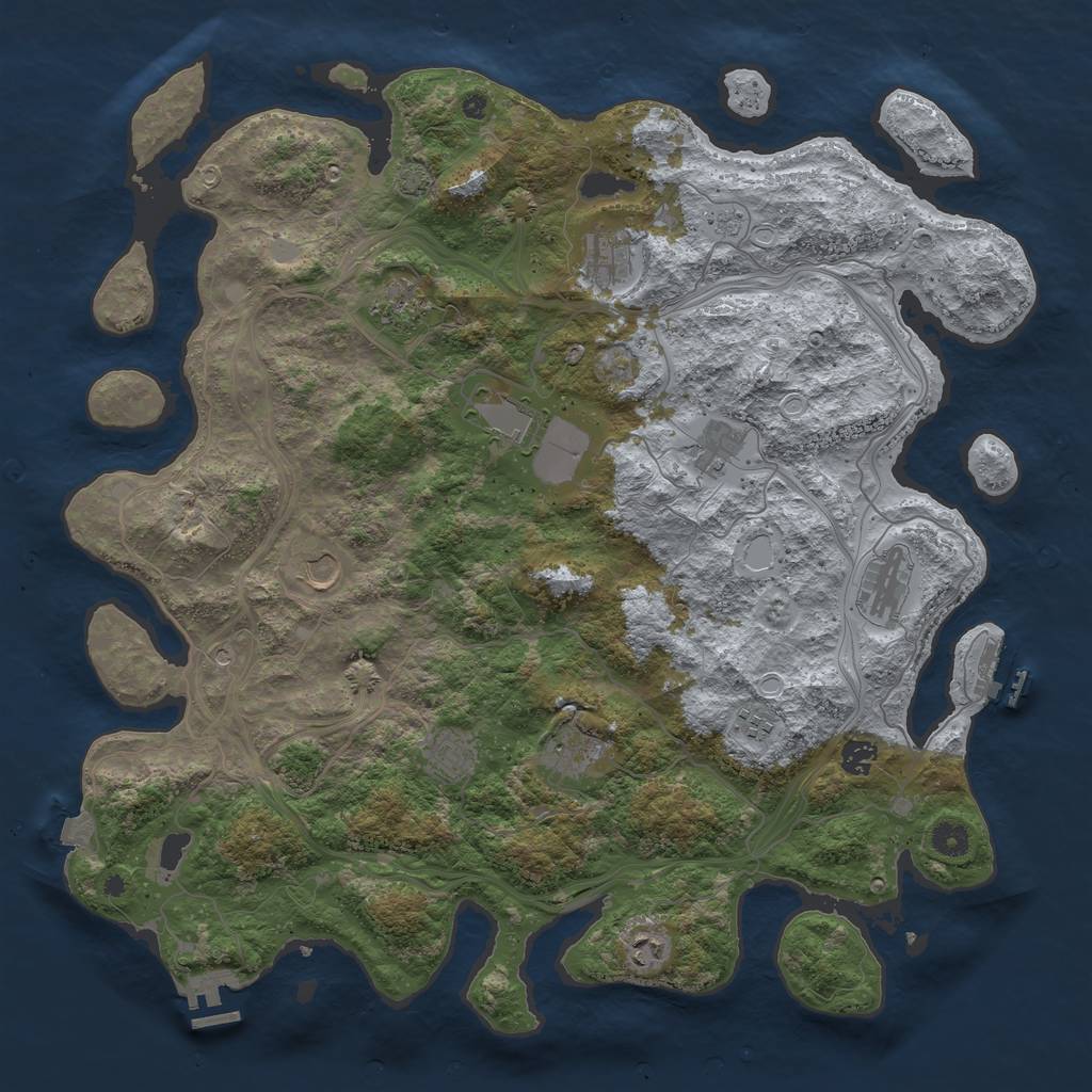 Rust Map: Procedural Map, Size: 4500, Seed: 2141542414, 19 Monuments