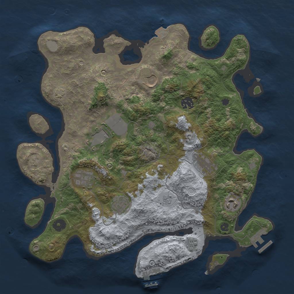 Rust Map: Procedural Map, Size: 3500, Seed: 1129805239, 15 Monuments