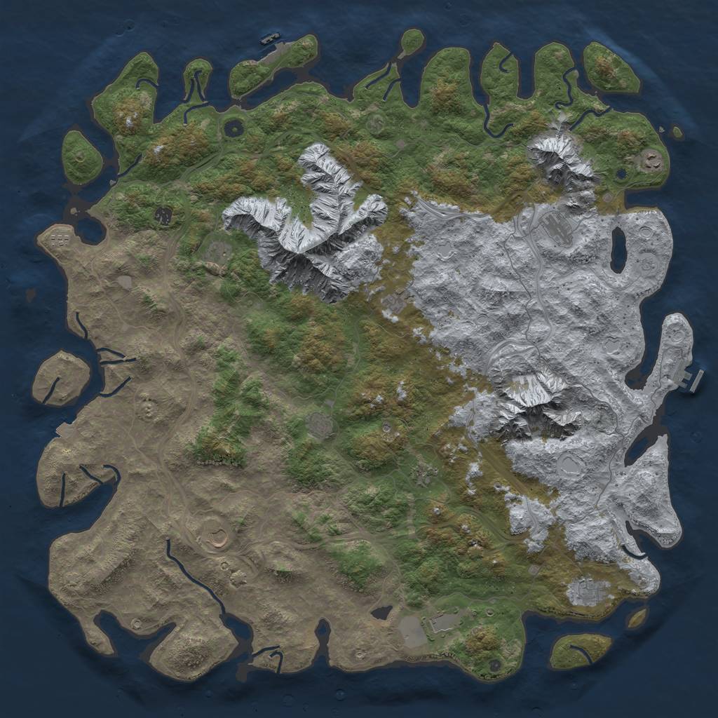Rust Map: Procedural Map, Size: 6000, Seed: 21220668, 19 Monuments