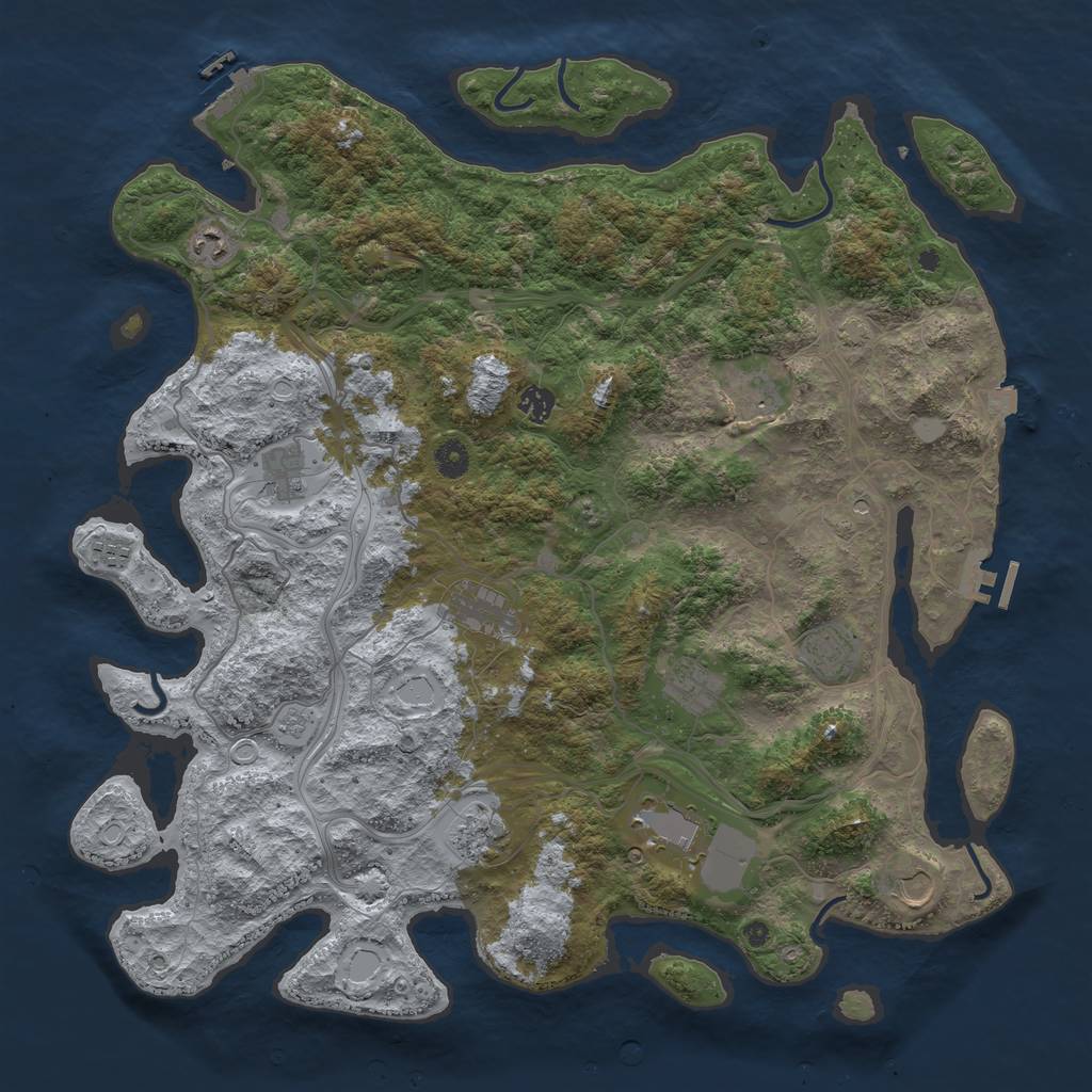 Rust Map: Procedural Map, Size: 4500, Seed: 942348758, 19 Monuments