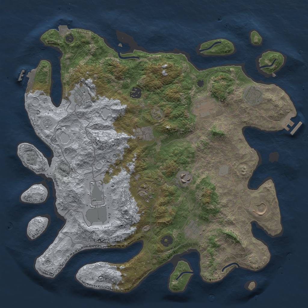 Rust Map: Procedural Map, Size: 3950, Seed: 37233824, 19 Monuments