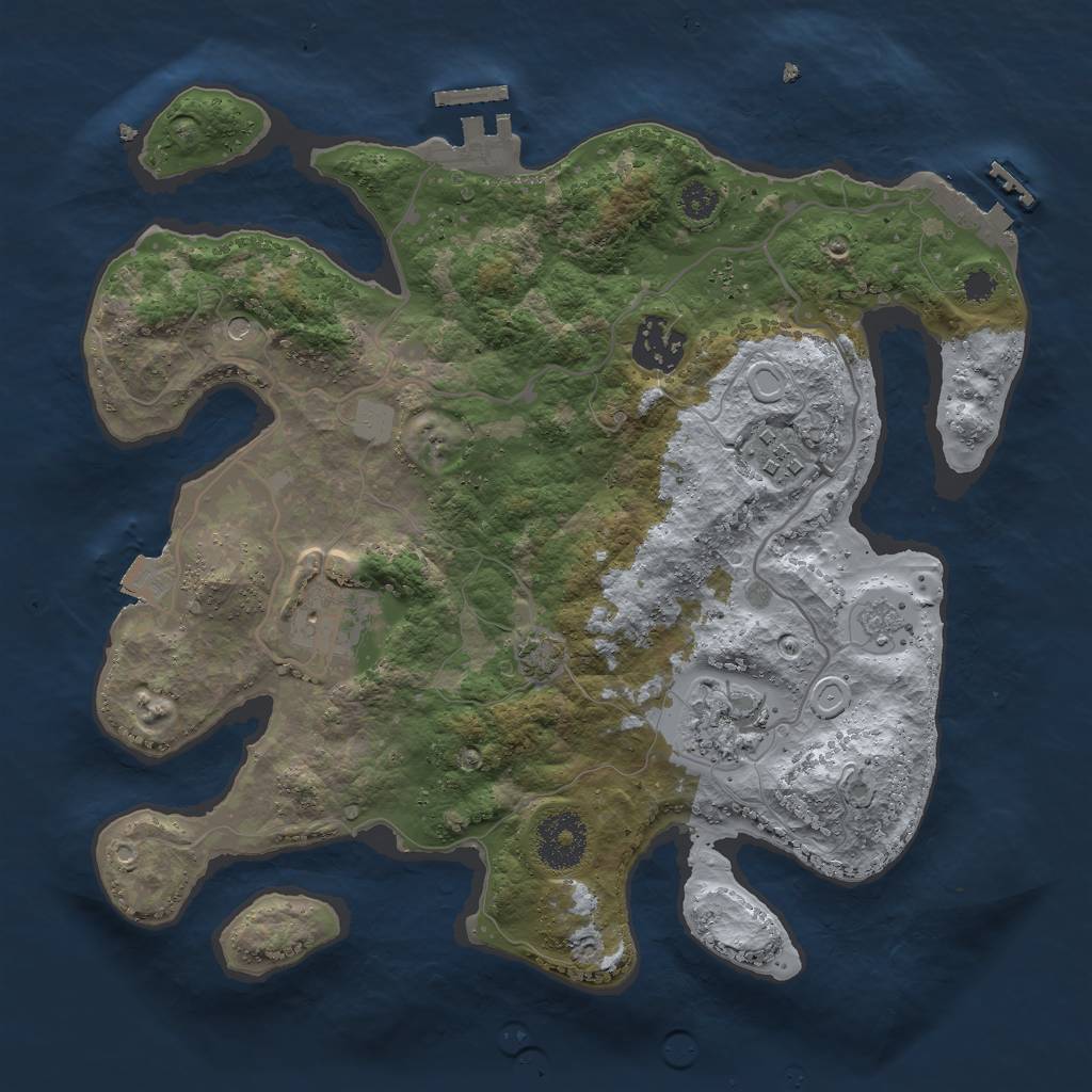 Rust Map: Procedural Map, Size: 3000, Seed: 6986, 12 Monuments