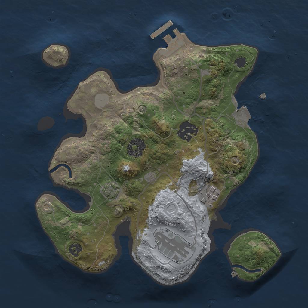 Rust Map: Procedural Map, Size: 2400, Seed: 500066, 8 Monuments