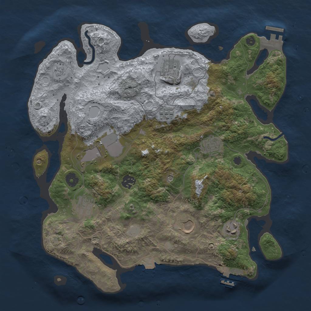 Rust Map: Procedural Map, Size: 3500, Seed: 1857363171, 16 Monuments