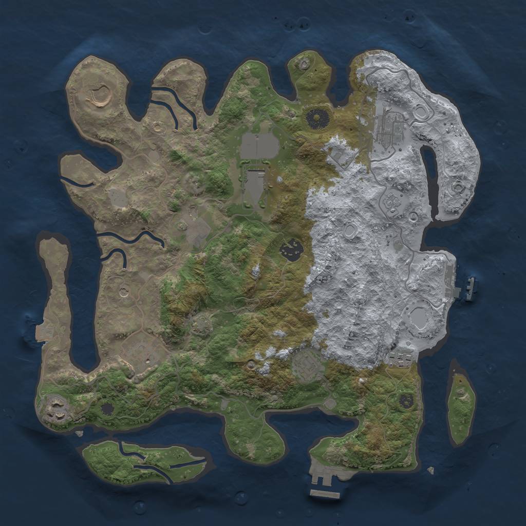 Rust Map: Procedural Map, Size: 3600, Seed: 1672265794, 17 Monuments