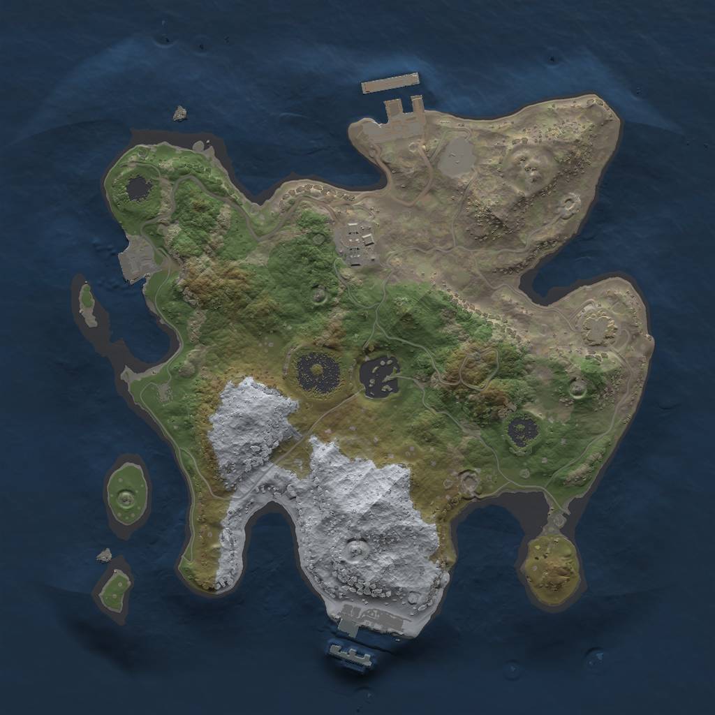 Rust Map: Procedural Map, Size: 2500, Seed: 20090, 8 Monuments