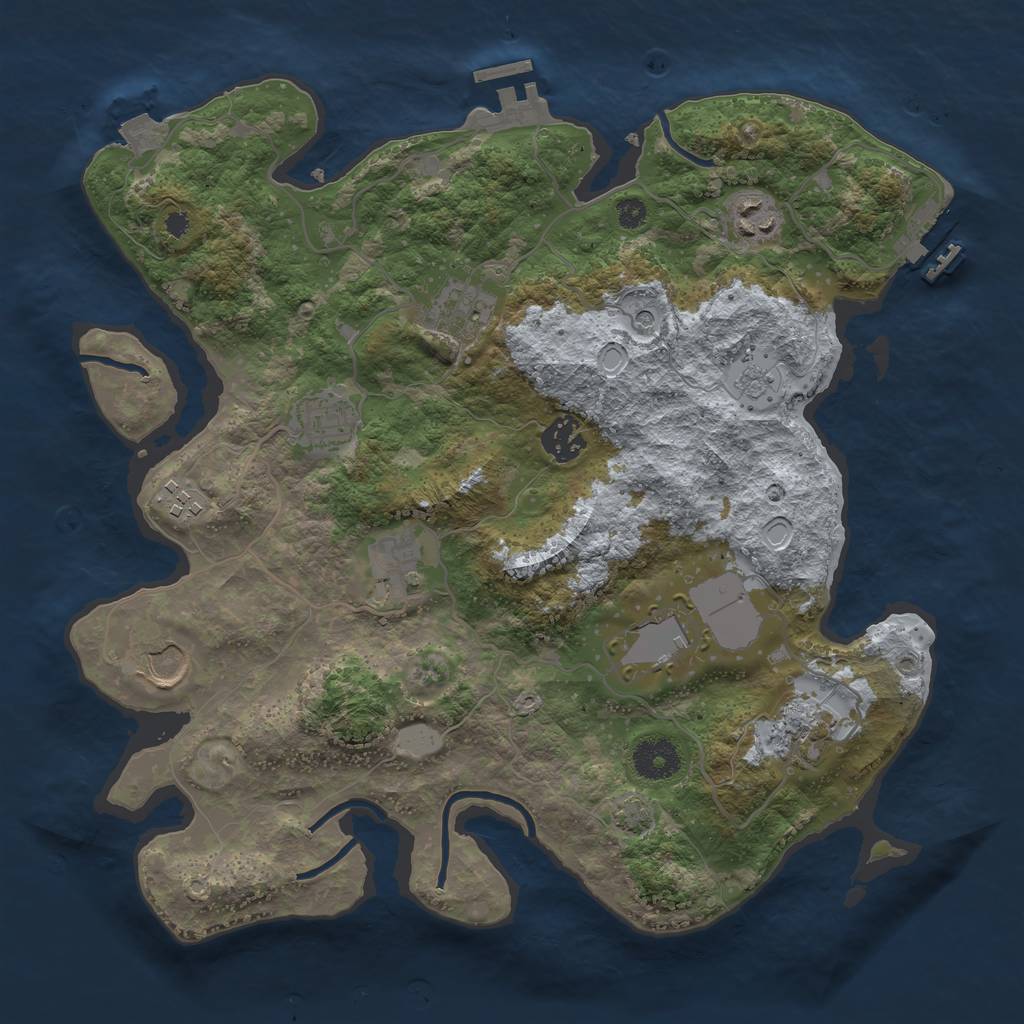 Rust Map: Procedural Map, Size: 3500, Seed: 1487213525, 17 Monuments