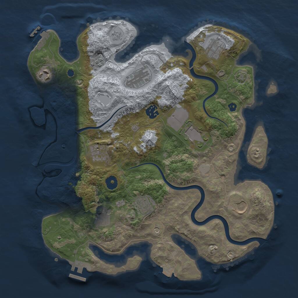 Rust Map: Procedural Map, Size: 3500, Seed: 5159, 16 Monuments