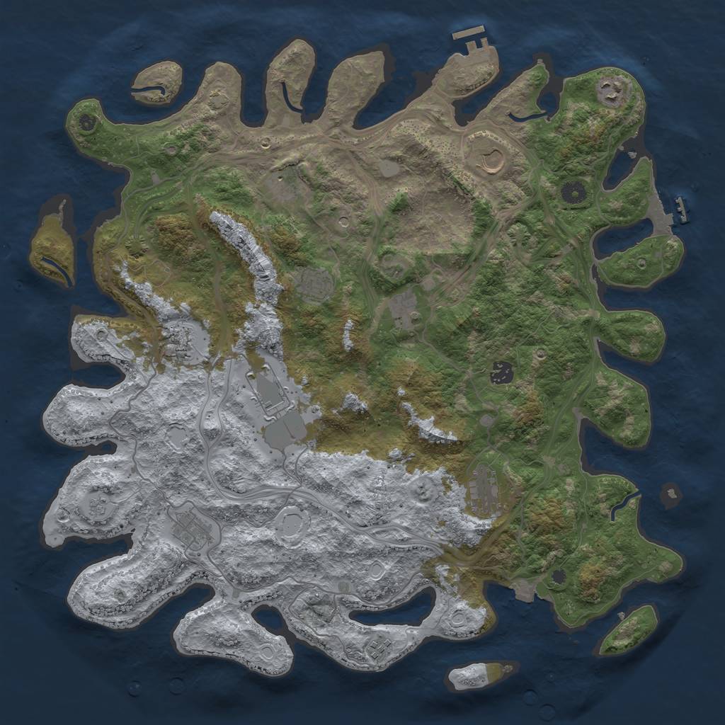 Rust Map: Procedural Map, Size: 4500, Seed: 2279430, 19 Monuments