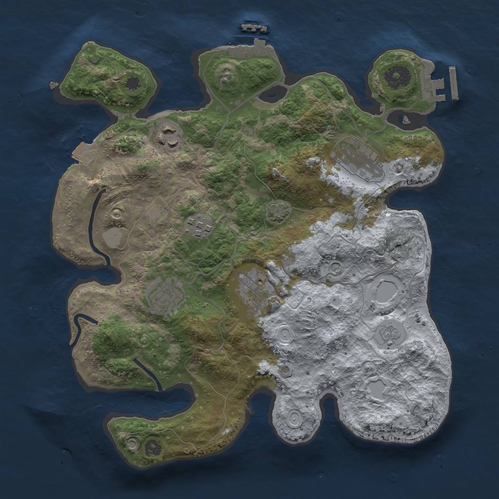 Rust Map: Procedural Map, Size: 3000, Seed: 2130198436, 13 Monuments