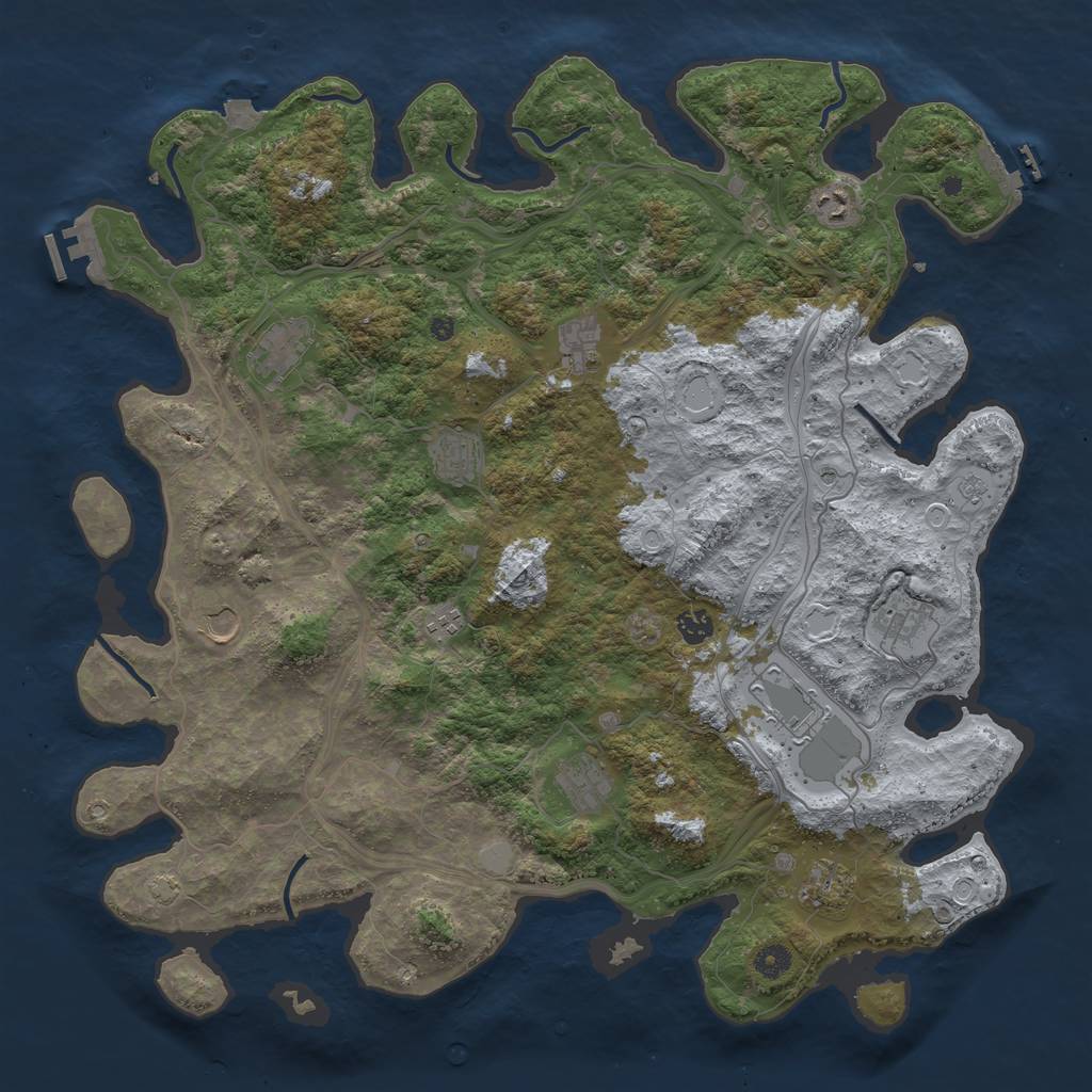 Rust Map: Procedural Map, Size: 4600, Seed: 562802657, 19 Monuments