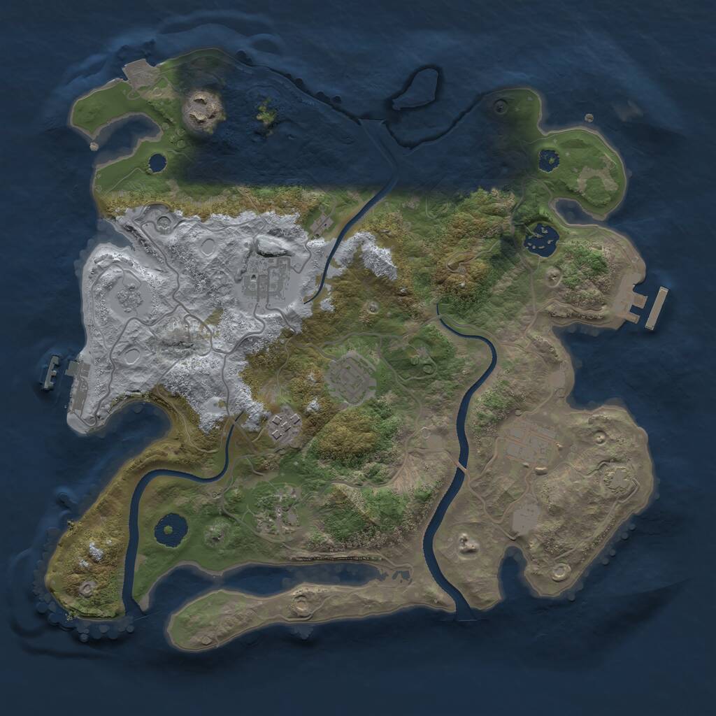 Rust Map: Procedural Map, Size: 3300, Seed: 2090022189, 13 Monuments