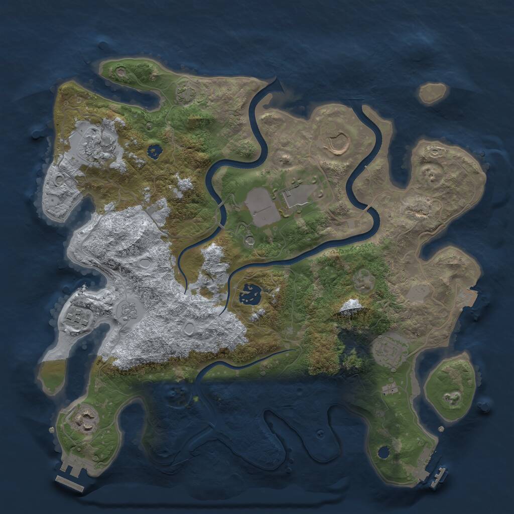 Rust Map: Procedural Map, Size: 3500, Seed: 1025667947, 13 Monuments