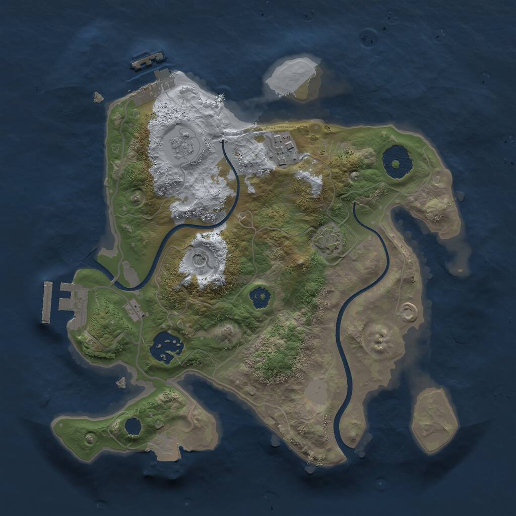Rust Map: Procedural Map, Size: 2500, Seed: 872856027, 8 Monuments