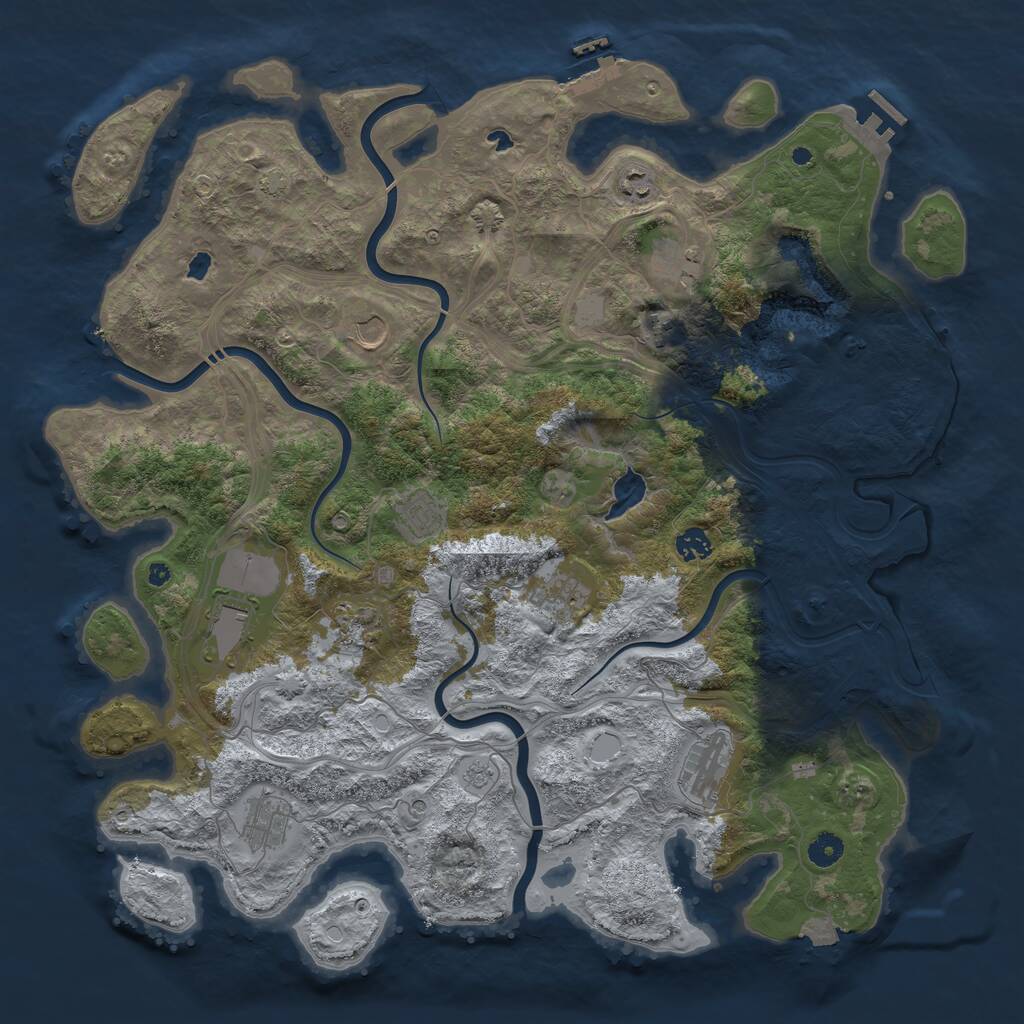 Rust Map: Procedural Map, Size: 4500, Seed: 854240420, 17 Monuments