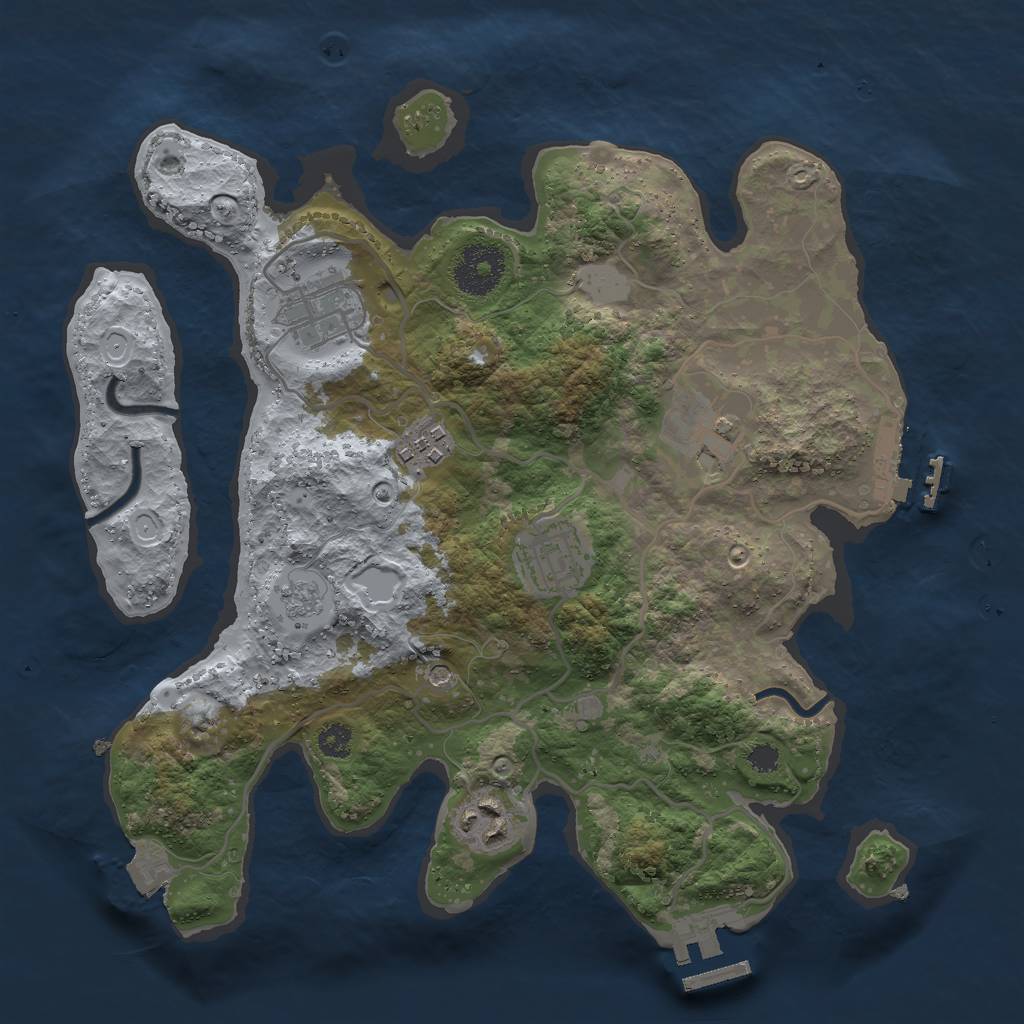 Rust Map: Procedural Map, Size: 3000, Seed: 1425282229, 12 Monuments