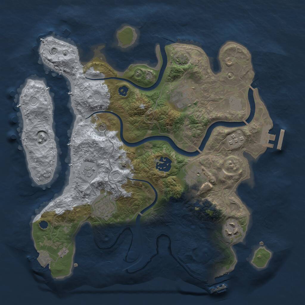 Rust Map: Procedural Map, Size: 3000, Seed: 1425282229, 12 Monuments