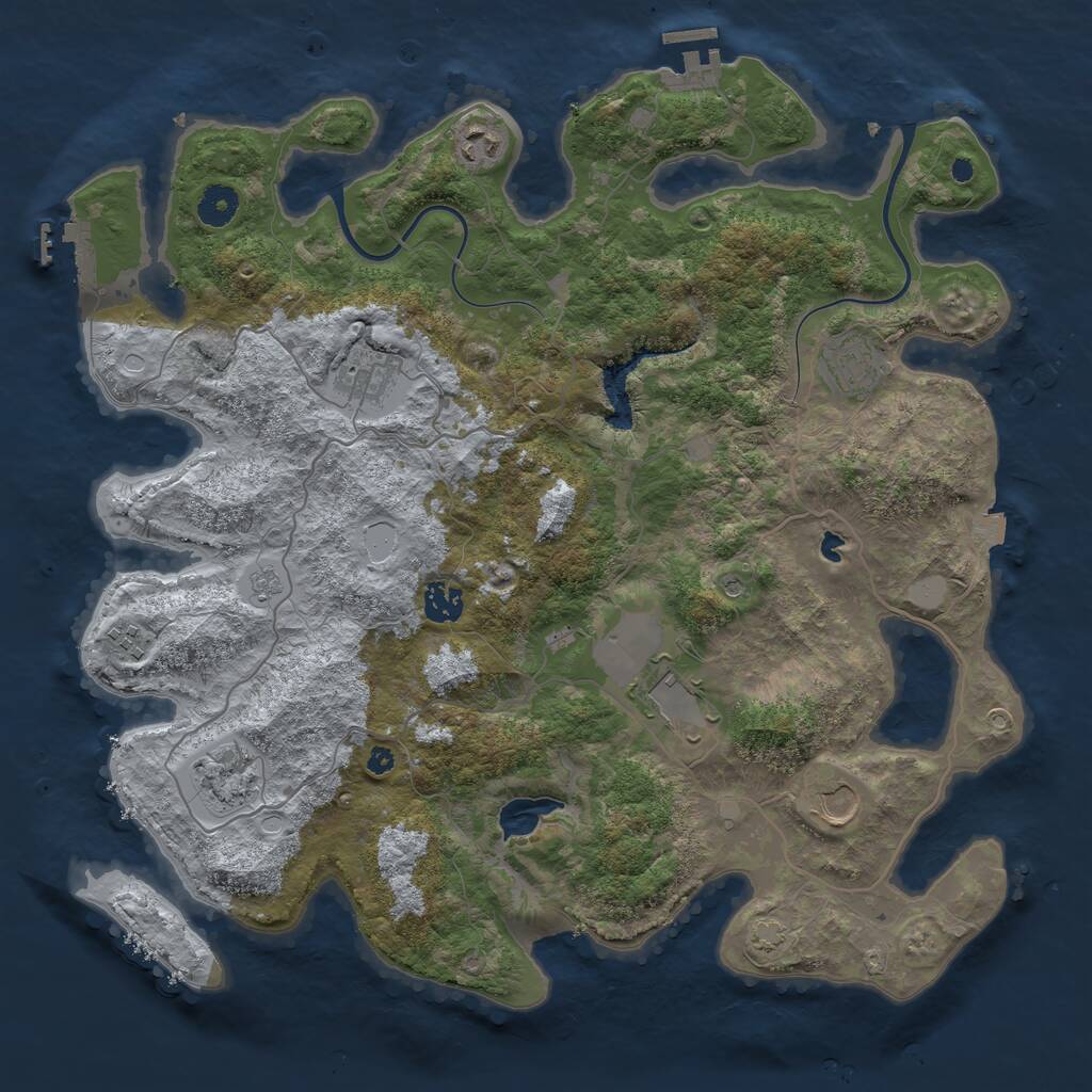Rust Map: Procedural Map, Size: 4000, Seed: 98472, 14 Monuments