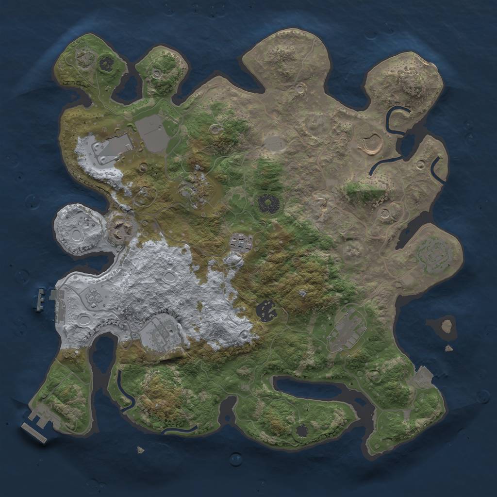 Rust Map: Procedural Map, Size: 3500, Seed: 1465730929, 17 Monuments